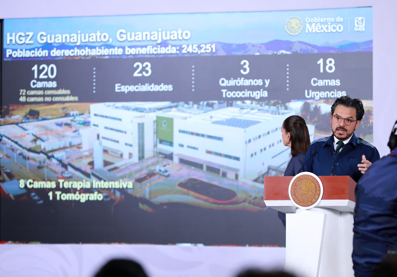Diapositiva del HGZ Guanajuato: 120 camas y 23 especialidades
