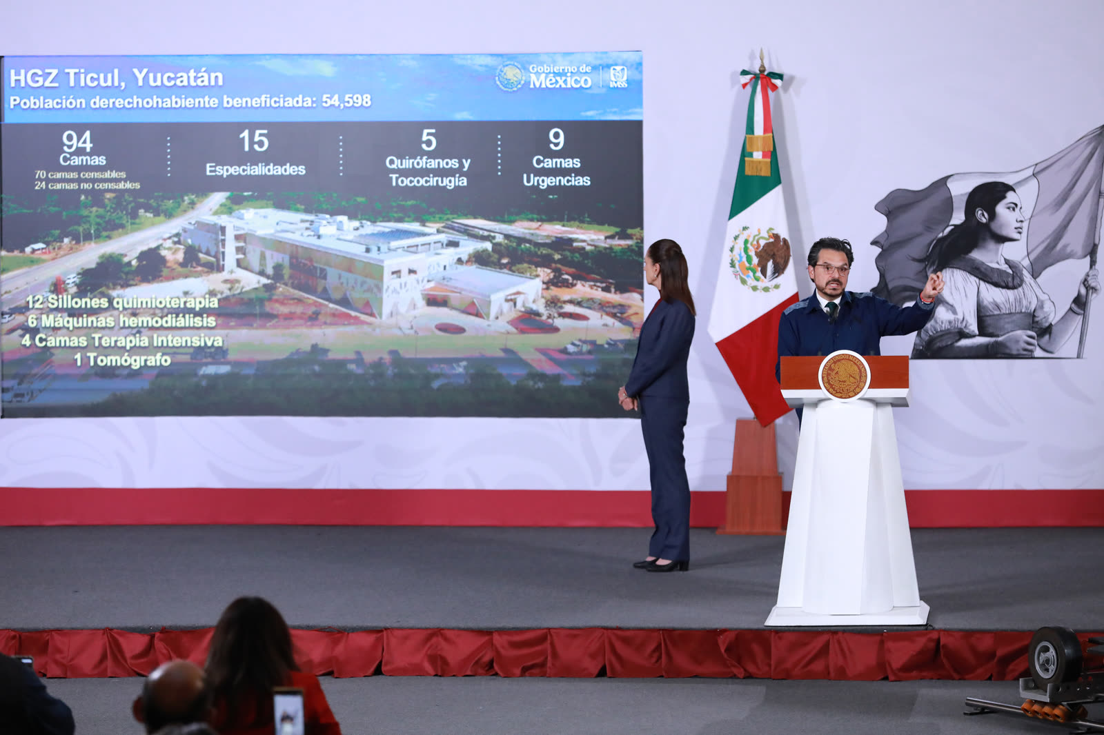 Diapositiva del HGZ Ticul, Yucatán: 94 camas y 15 especialidades